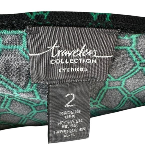 Travelers Collection Chicos Top Womens Size Large 2 Asymmetric Geometric Print - Picture 8 of 9